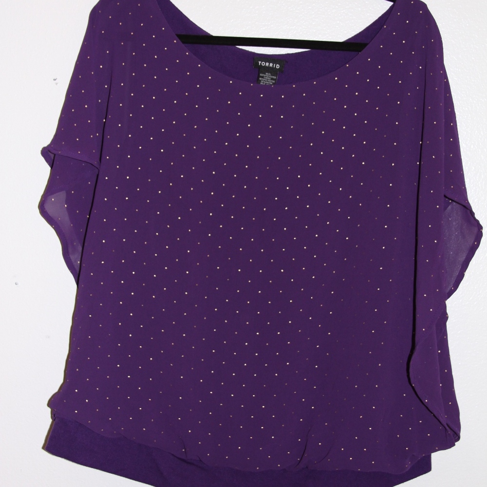 Torrid Purple Flowy Sheer Blouse with Lining